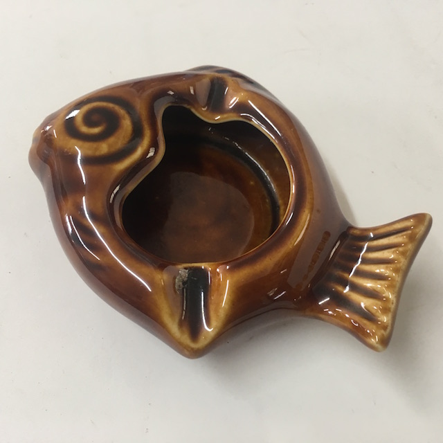 ASHTRAY, Ceramic - Brown Glazed Fish